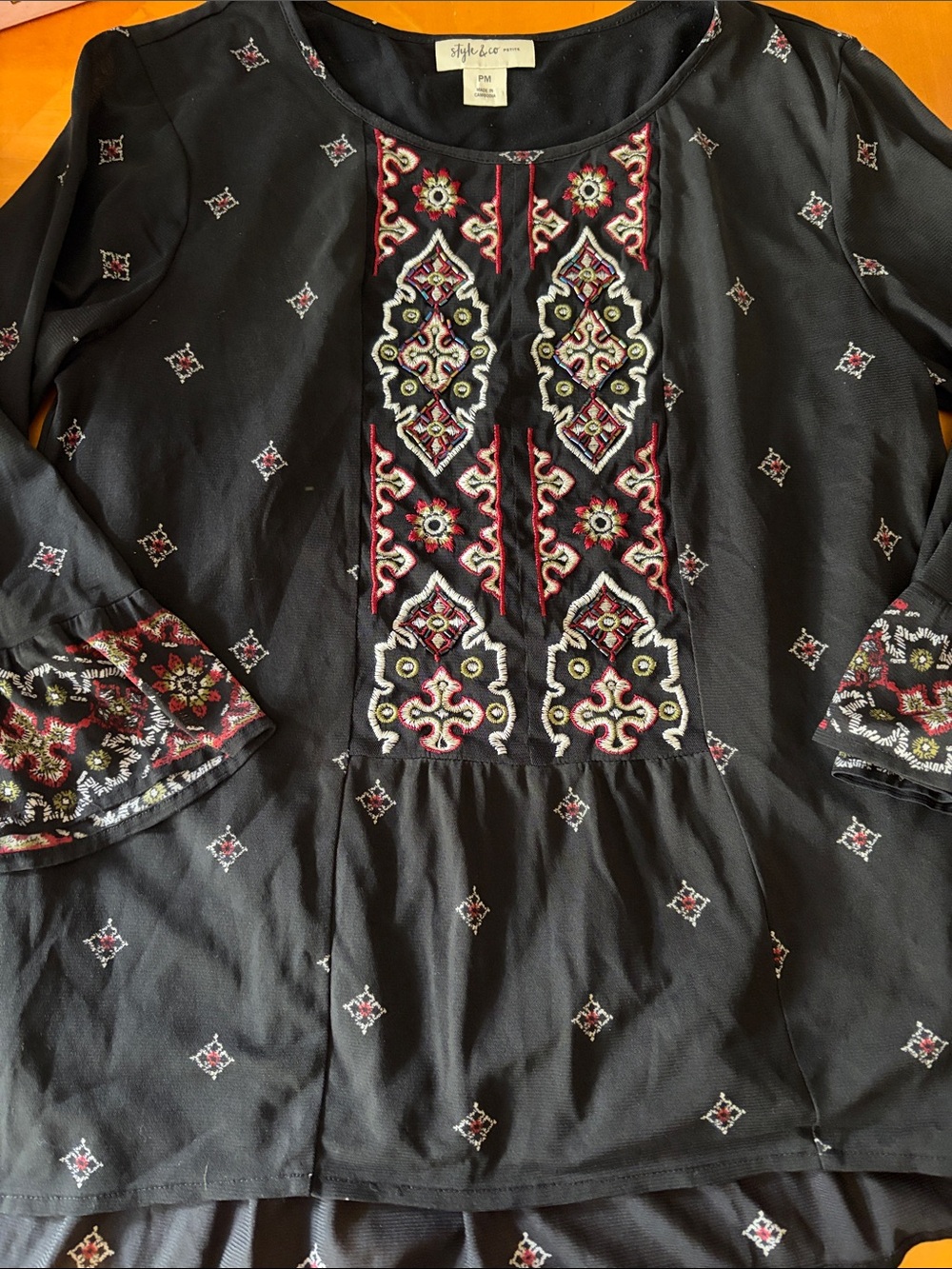 Womens embroidered tunic top